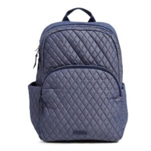 Vera Bradley Denim Moonlight Navy Large Laptop Essential Quilted Backpack 31L